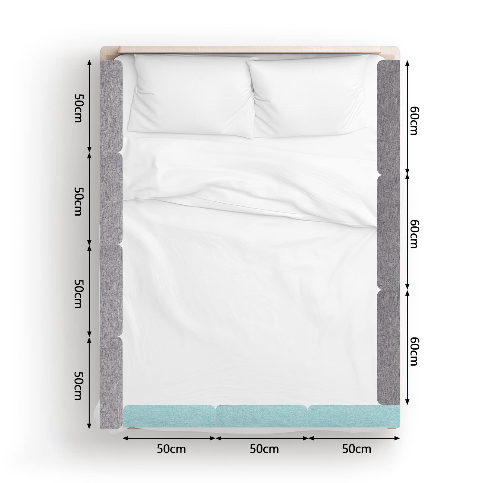 2 pezzi Griglia di protezione per letto per bambini 50 x 28 cm, regolabile in altezza a 5 fori, protezione contro le cadute, per lettini, per bambini, facile da montare, Grigio