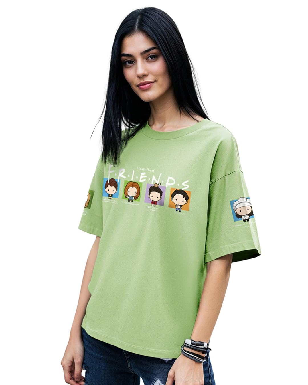 Official Friends Merchandise Women's 100% Cotton Graphic Print Oversized Fit Round Neck T-Shirt-image-44