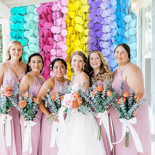 Image of 256Ft Pastel Party Decorations Big Circle Dot Backdrop Streamer Pastel Tissue Paper Polka Dots Hanging Curtain Garland for Birthday Wedding Bachelorette Engagement Macaron Party Supplies