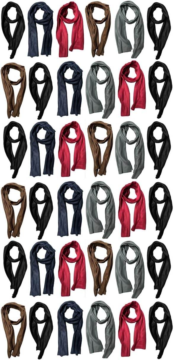 Yacht & Smith Wholesale Bulk Winter Fleece Scarf Solid Black And Plaid, Scarves in Bulk Unisex, One Size