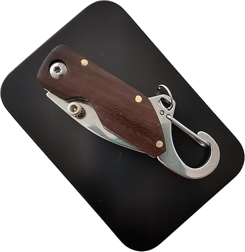 Miniatura 4 de DOSMAMZ Cuchillo de bolsillo, Hoja de pulido biselada de doble cara de acero inoxidable de 1.4 pulgadas, Apertura asistida de perno de pulgar con