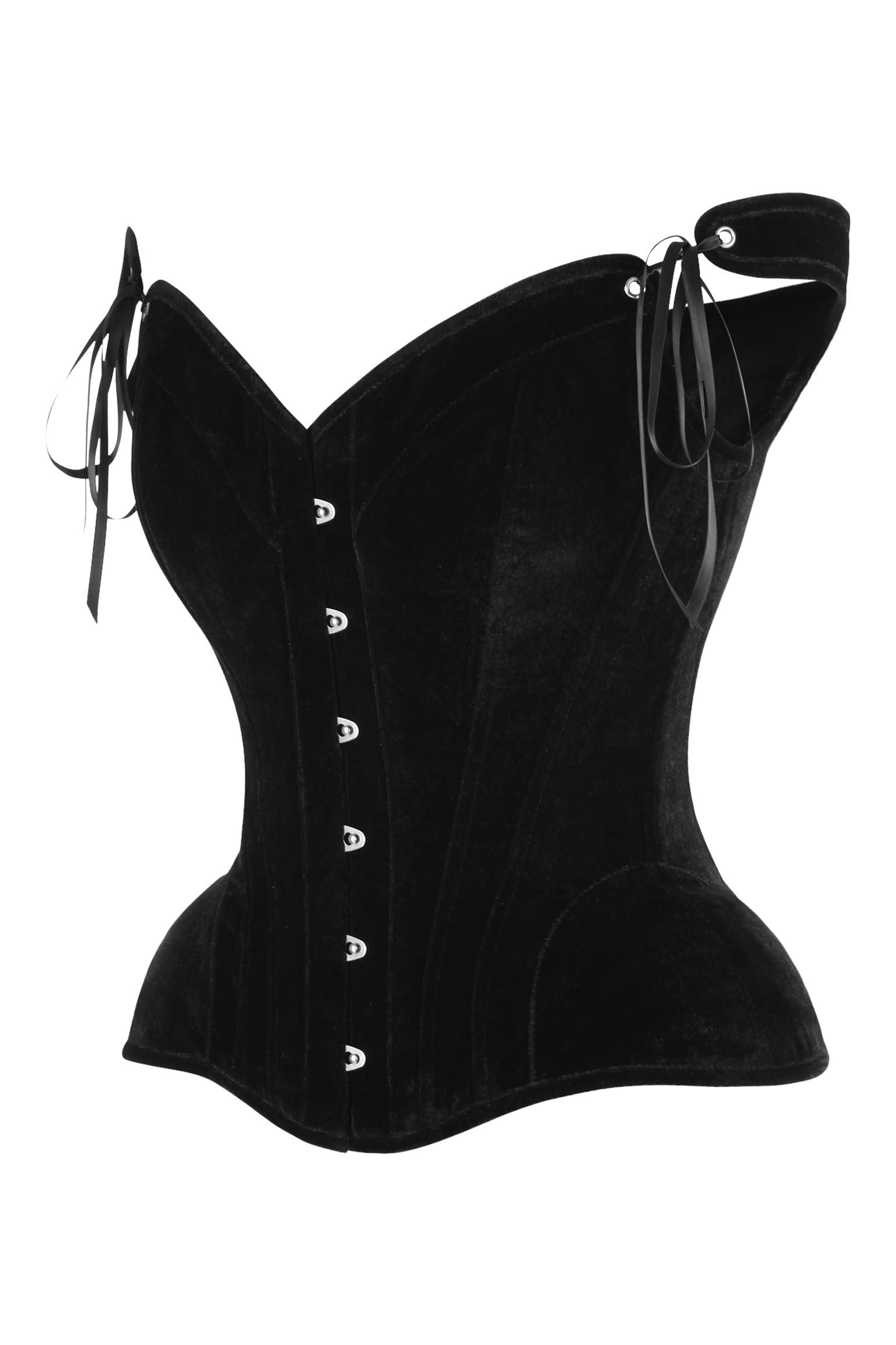 Daisy corsets Damen Top Drawer Black Velvet Steel Boned Corset W/Straps Korsett
