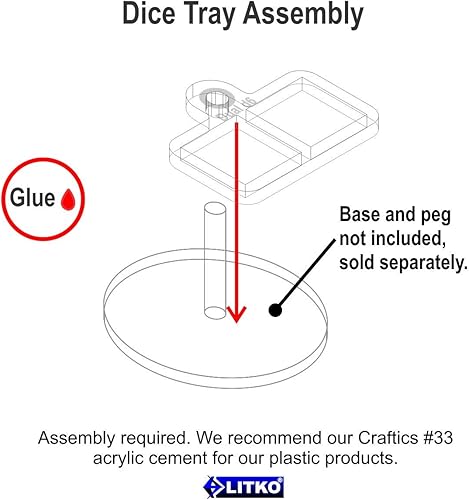 Miniatura 6 de LITKO Bandeja de dados con soporte de vuelo para doble 0.472 in D6, transparente (5)