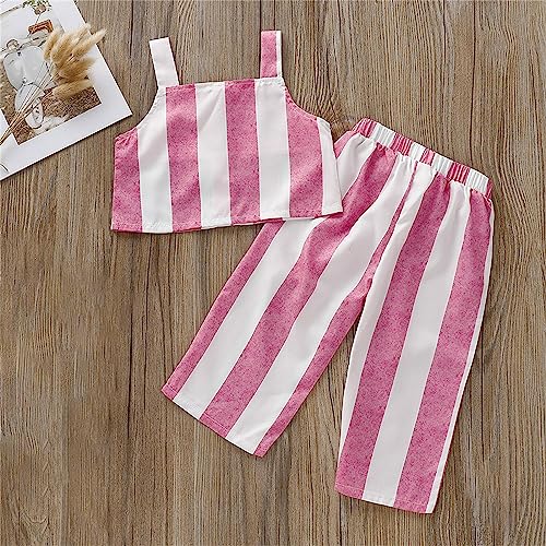 DDDHL Camiseta regata listrada sem mangas para meninas de 1 a 6 anos, rosa, 5-6 Anos