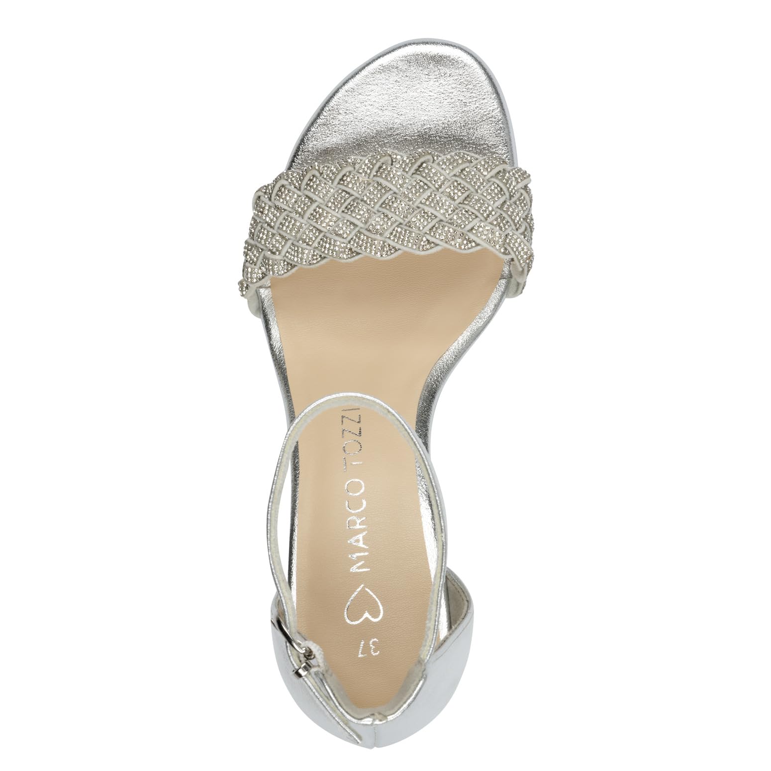 MARCO TOZZI Damen Sandalen mit Absatz Elegant Blockabsatz, Silber (Silver Comb), 39 EU