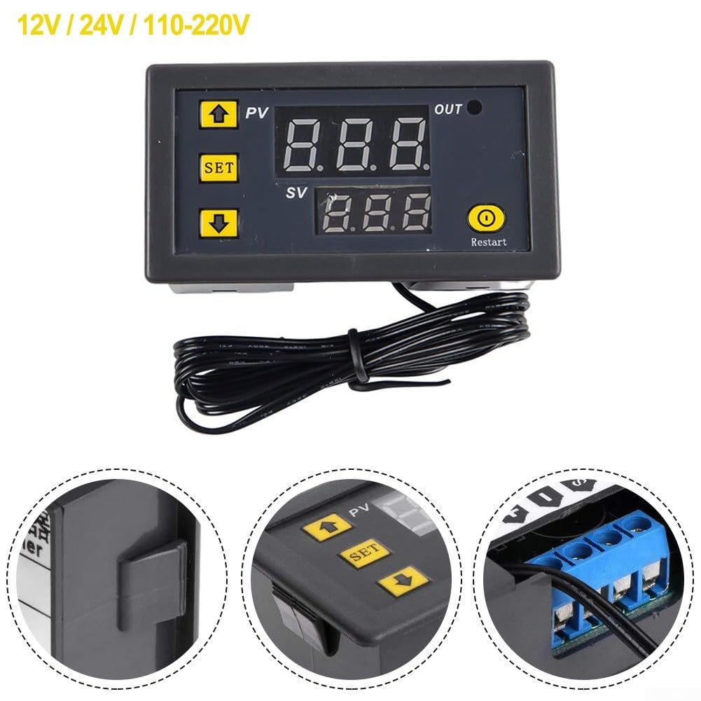 Termostato Digitale 12V/24V/220V - Regolatore Di Temperatura Con Display, 70-99°C