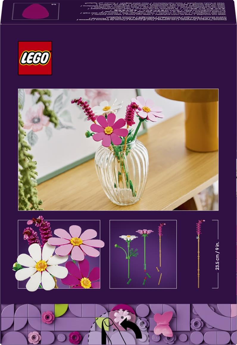 LEGO Botanicals Les Cosmos - Bouquet de Fleurs Artificielles avec 3 Fausses Plantes & 2 Brins Fleuris - Décoration de Chambre d'enfant DIY - Cadeau d'anniversaire pour Fille dès 9 Ans ou Adulte 11514