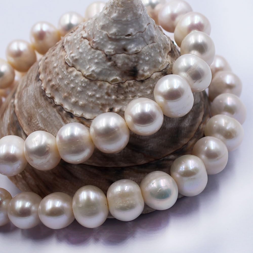 Jewelry Making Natural 9-10mm AAA Egg Shape White Freshwater Pearl Gemstone Loose Beads Strand 15"