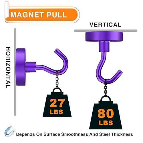 Miniatura 3 de MIKEDE Ganchos magnéticos resistentes, imanes fuertes de 80 libras con ganchos para crucero, ganchos de imanes de tierra de neodimio súper para