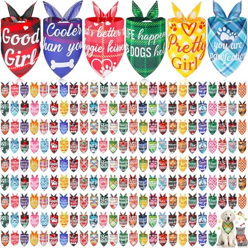 200 Pcs Plaid Dog Bandanas Bulk with Cute Sayings Dog Scarf Bibs Puppy Bandana Adjustable Washable Kerchief Pet Costume Grooming Supplies for Small to Large Girl Boy Cats Dogs (Classic Style) 200 Pcs Plaid Dog Bandanas Bulk with Cute Sayings Dog Scarf Bibs Puppy Bandana Adjustable Washable Kerchief Pet Costume Grooming Supplies for Small to Large Girl Boy Cats Dogs (Classic Style)