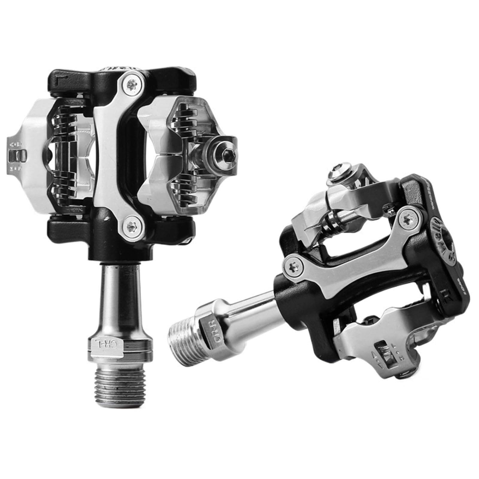 Genérico Compatible con Pedales de Bicicleta automáticos wellgo W01 - Pedales de aleación de Aluminio ultraligeros con Eje CR-MO de 9/16" con Tacos for Bicicletas MTB y Touring,Piezas