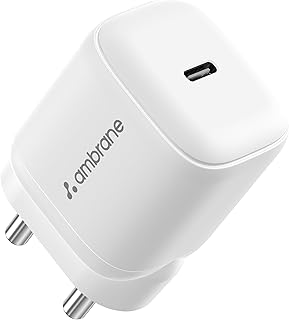 Ambrane 45W Fast Type C Charger Adapter for Mobiles &amp; Type C Laptops, Small Size, GaN Charger, PD Technology, for iPhone, ...
