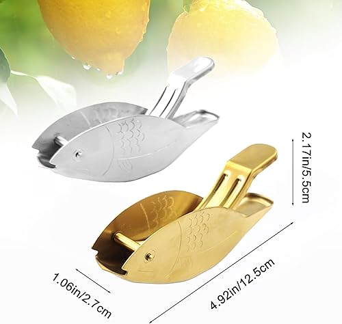 Miniatura 2 de Exprimidor de limón en forma de pescado, exprimidor manual de limón de acero inoxidable, cítricos de lima portátil, prensa manual resistente para