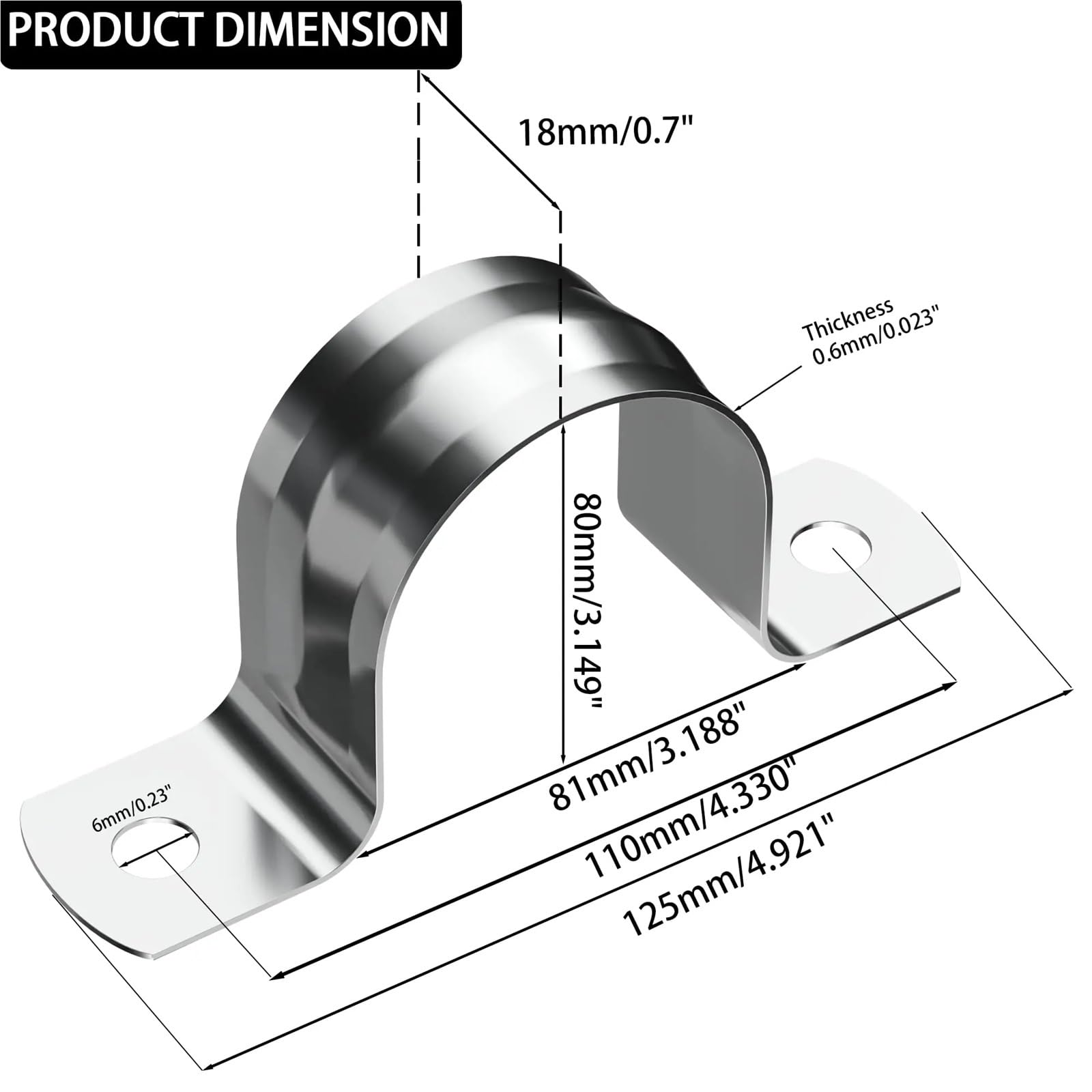Colliers De Serrage En Forme U Acier Inoxydable 304, 24 Pièces, 5-100mm Pour Tuyaux