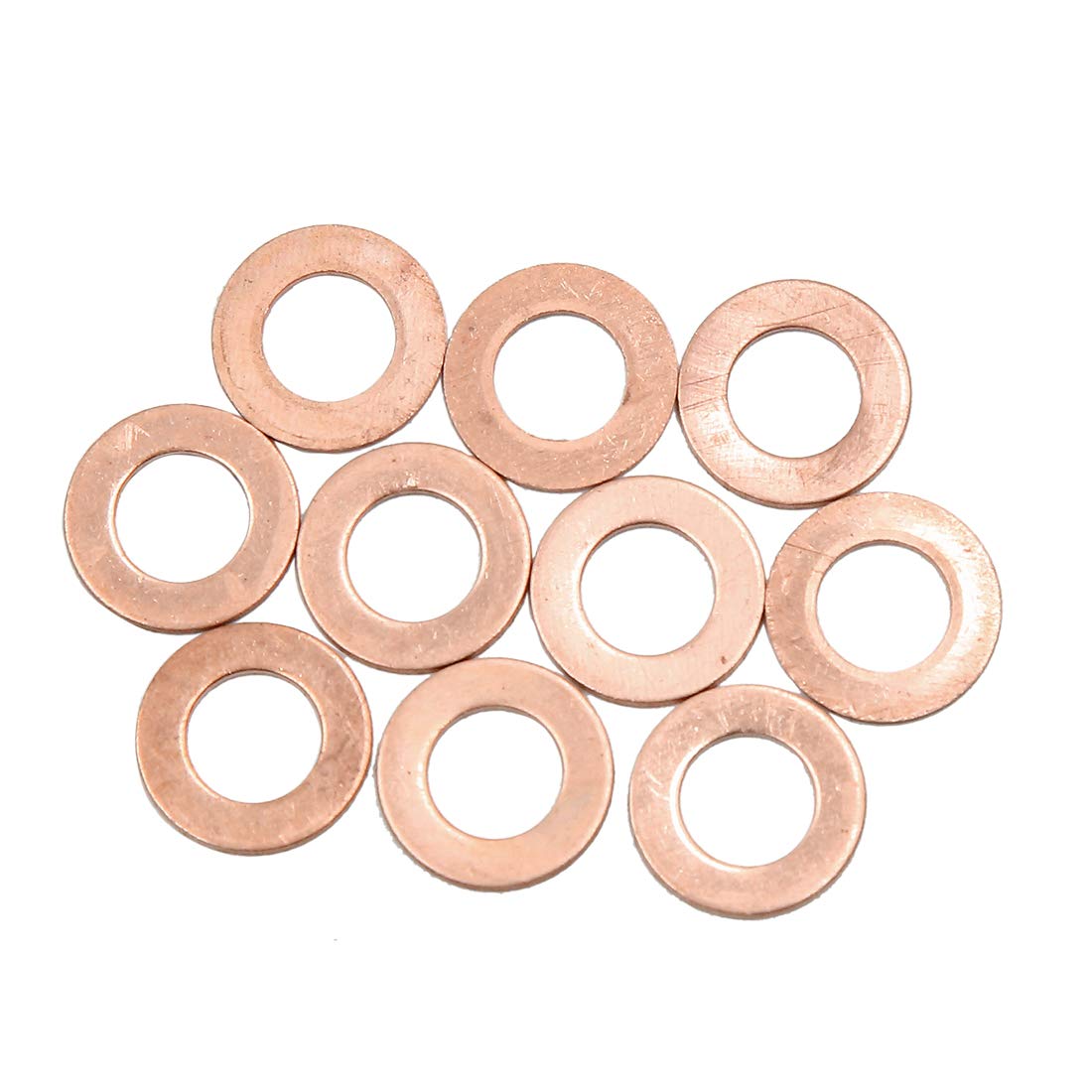 X AUTOHAUX 10pcs 8mm Inner Dia Copper Washers Flat Sealing Gaskets Ring for Car