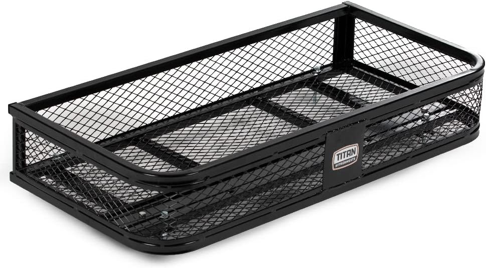 Titan Ramps Universal ATV/UTV Front Cargo Basket Rack with 100 Pound Capacity and Steel Construction for Carrying Buckets, Coolers, or Gear