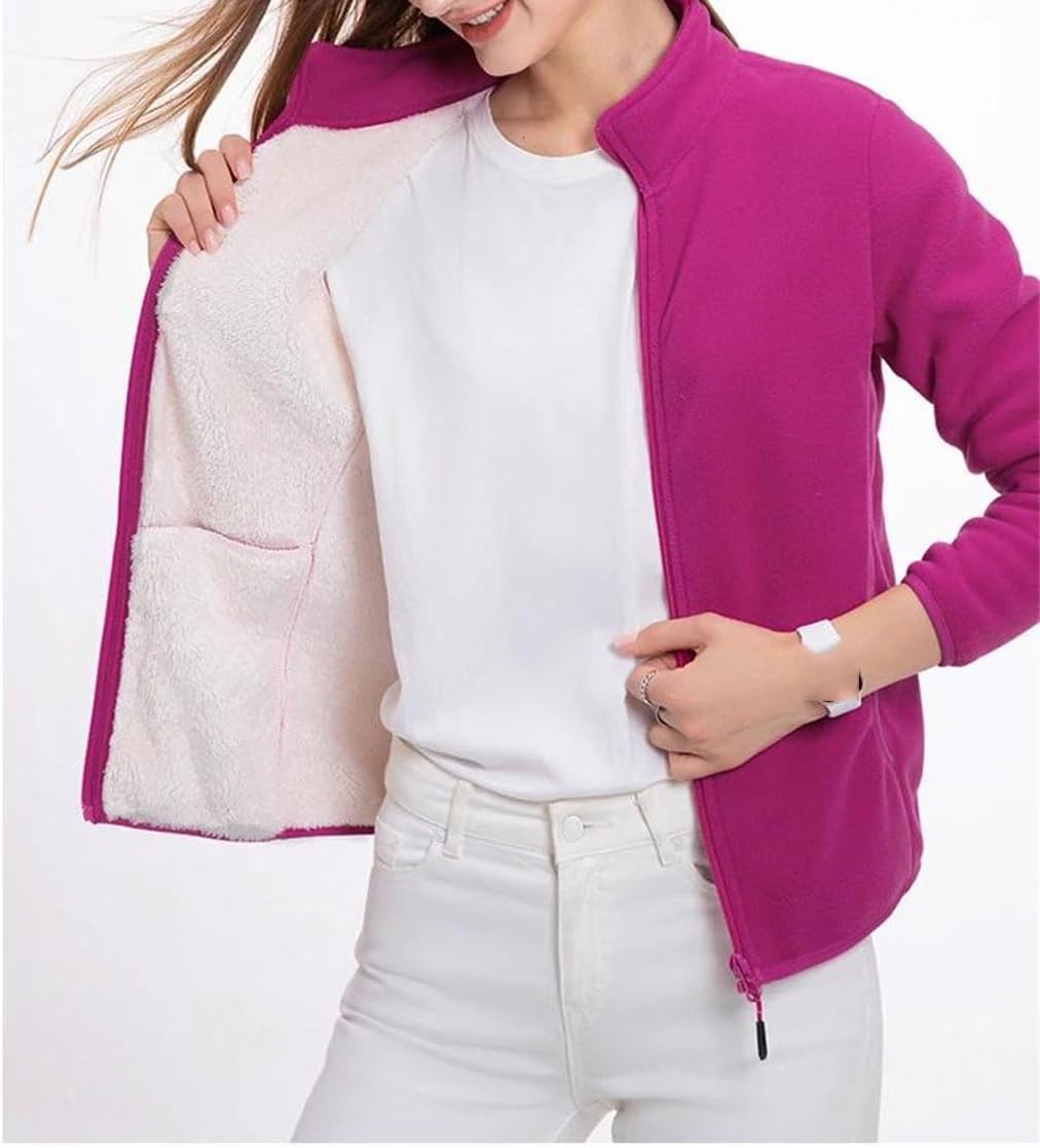 Women's Stand-Up Collar Outdoor Sports Jacket - Double-Sided Fleece Warm Soft Loose Polar Fleece Coat