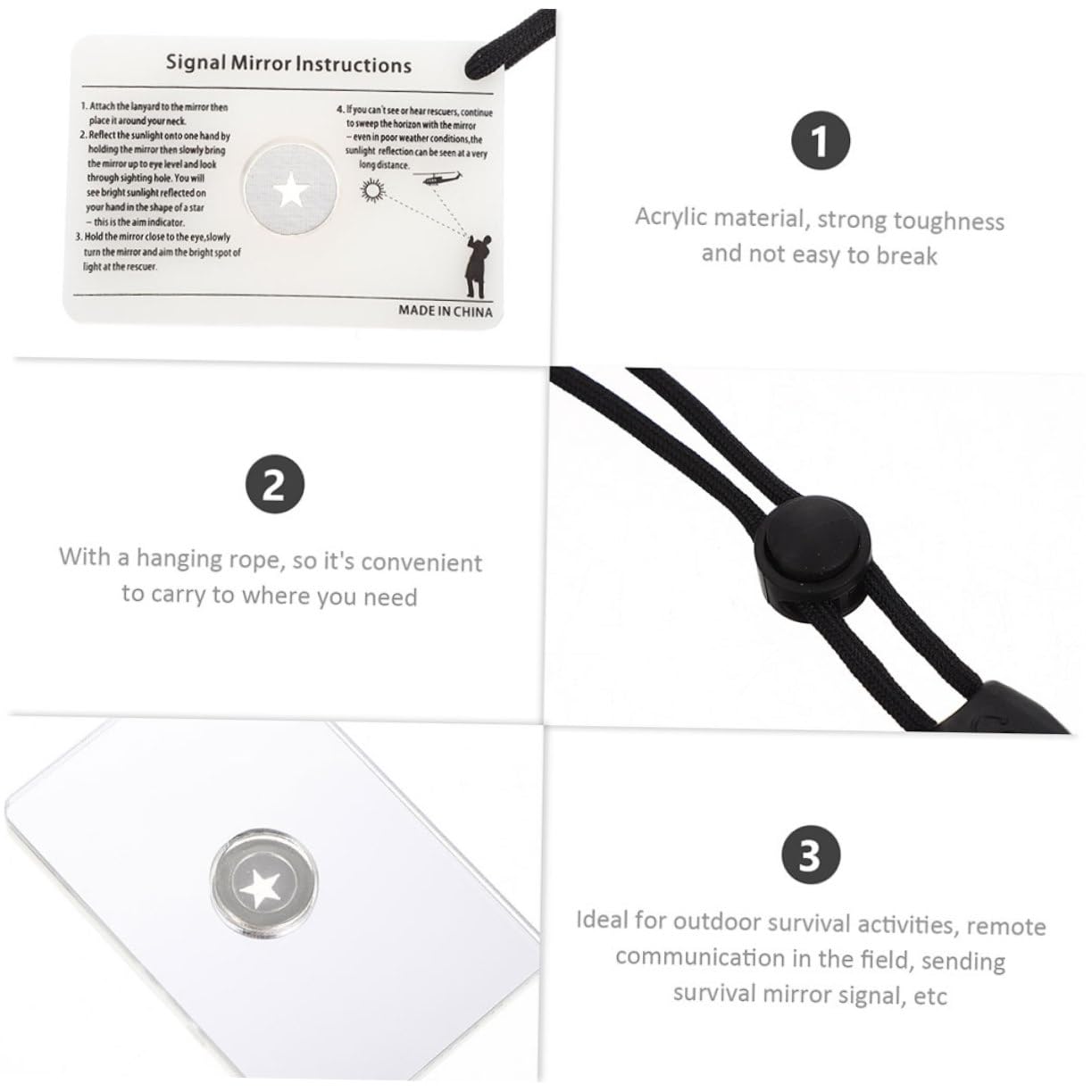 YARNOW 6pièces Miroir De Signalisation Urgence Miroir De Survie Camping pour Randonnée Et Activités Extérieures