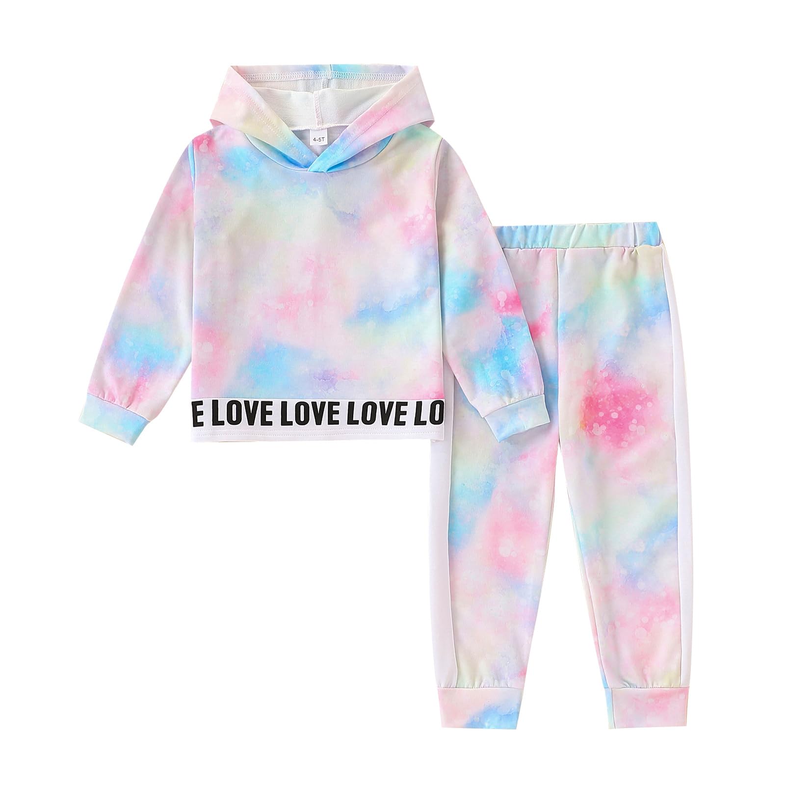 Toddler Kid Girls Clothes Ribbed Color Block Long Sleeve Hoodie Sweatsuit Set Fall Outfits