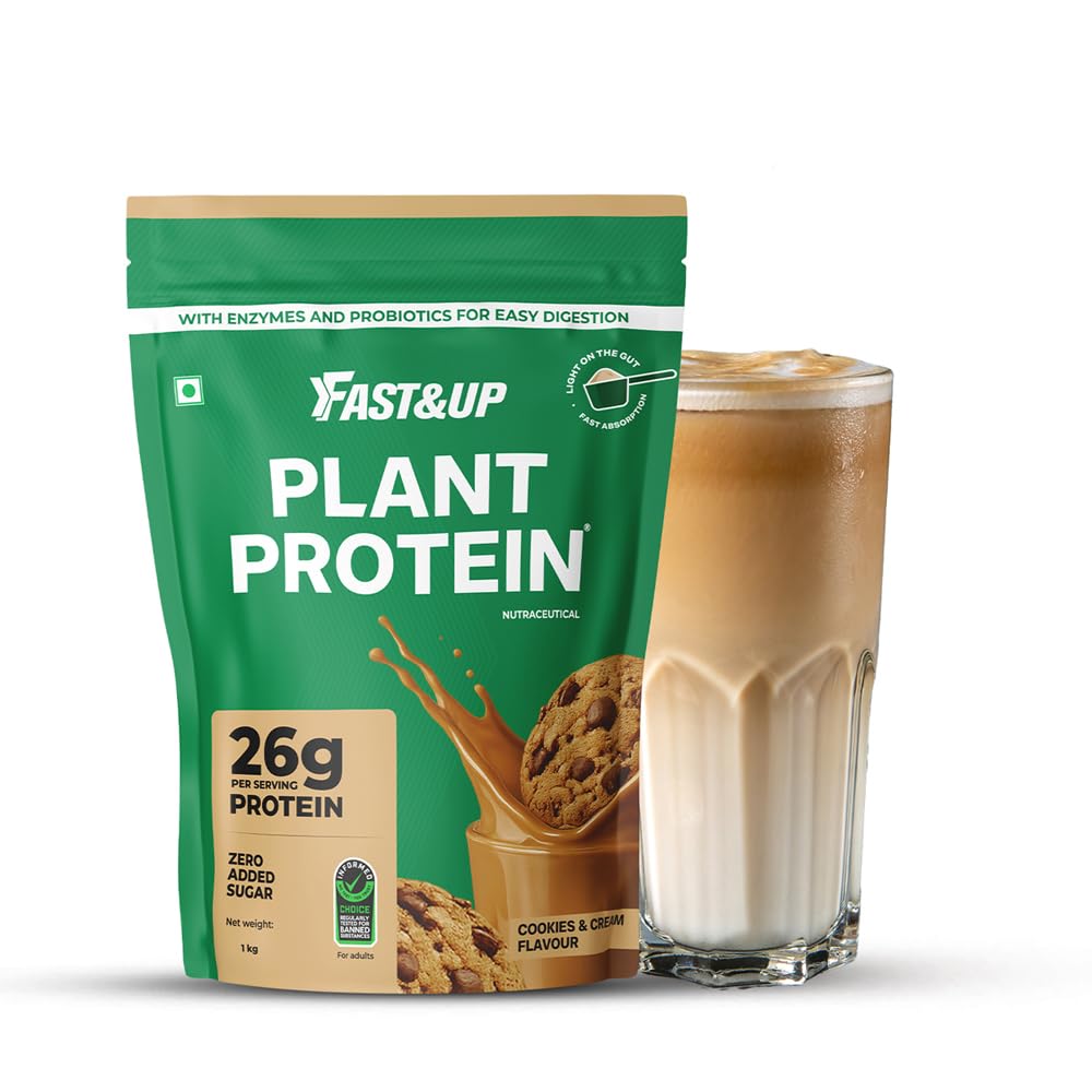 Plant Protein - 26g Certified Protein from USA with 4.6g BCAA, 4.8g Glutamine. Smooth & Creamy Protein to Support Muscle Health & Recovery -25 servings, Cookies and Cream flavour
