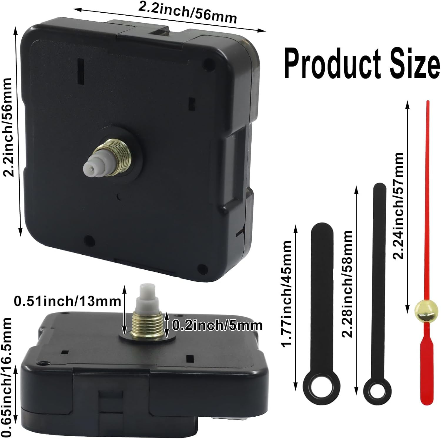 1Pcs Silent Quartz Clock Mechanism, DIY Wall Clock Movement Replacement 0.51 Inch (13 mm) Shaft Length, Non-Ticking Mechanism for DIY Projects/Home Decor