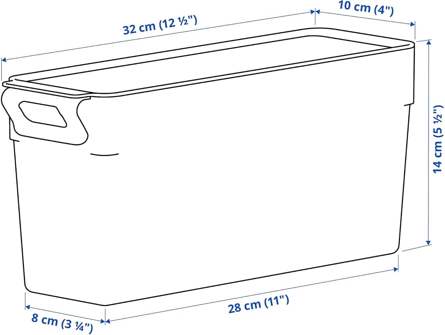 KLIPPKAKTUS Storage box for fridge, transparent, 32x10x14 cm