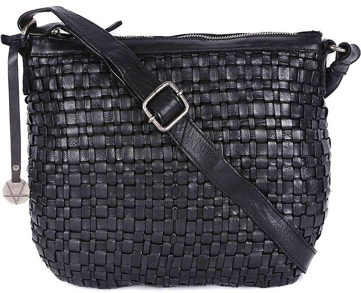 Vilenca Holland 13 Inch Black Genuine Leather Crossbody Sling Bag for Women, Purse for Women Trendy Casual Office Bag with Adjustable Strap (B0CNLT1119) Amazon Price History, Amazon Price Tracker