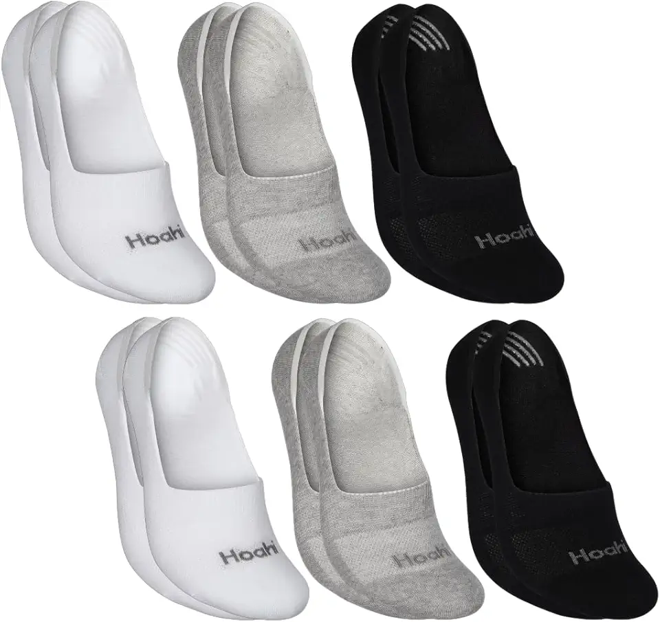 Meias Sapatilhas Invisíveis, Kit com 6 Pares, Algodão Penteado, com Silicone no Calcanhar, Tamanhos 33-38 e 39-43