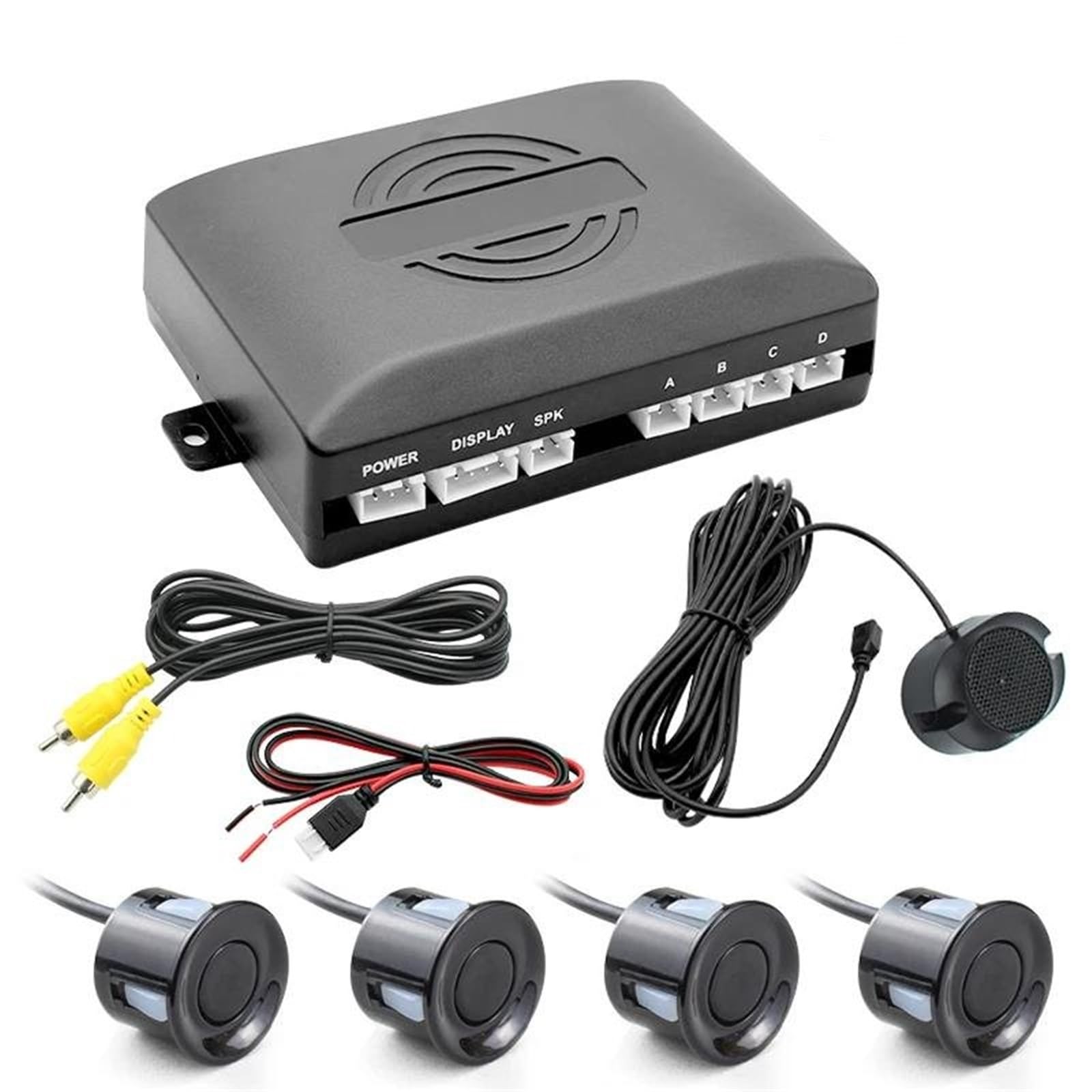 Capteur Stationnement Capteur De Stationnement Vidéo De Voiture AHD Détecteur D'assistance Radar De Recul pour Caméra De Surveillance Capteurs De Stationnement(Noir)