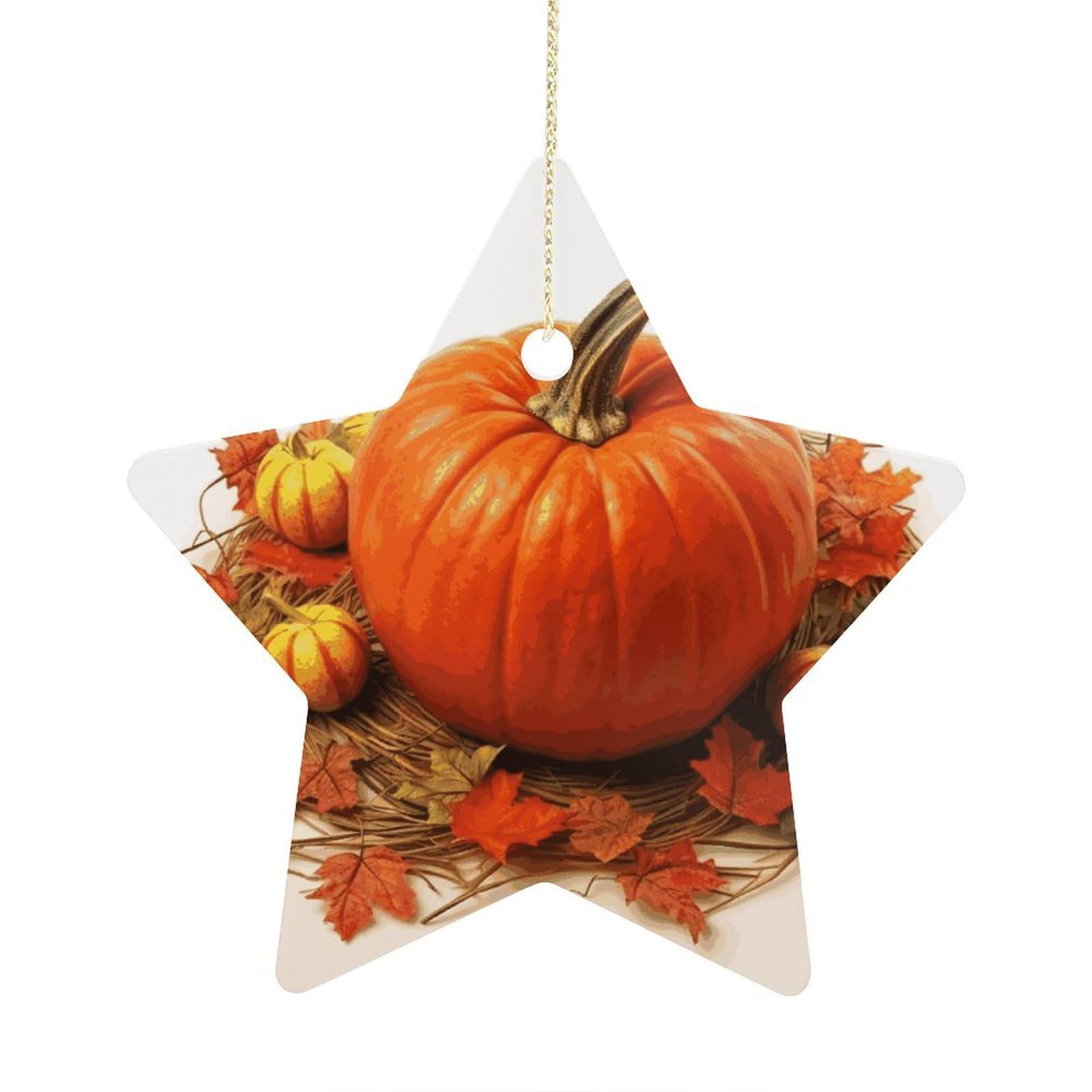 Fodpand Women's Style Fall Pumpkin Ornament With String, Keepsake Hanging Decorations,Ceramic Ornaments For Men Indoor Home Holiday Party Gifts