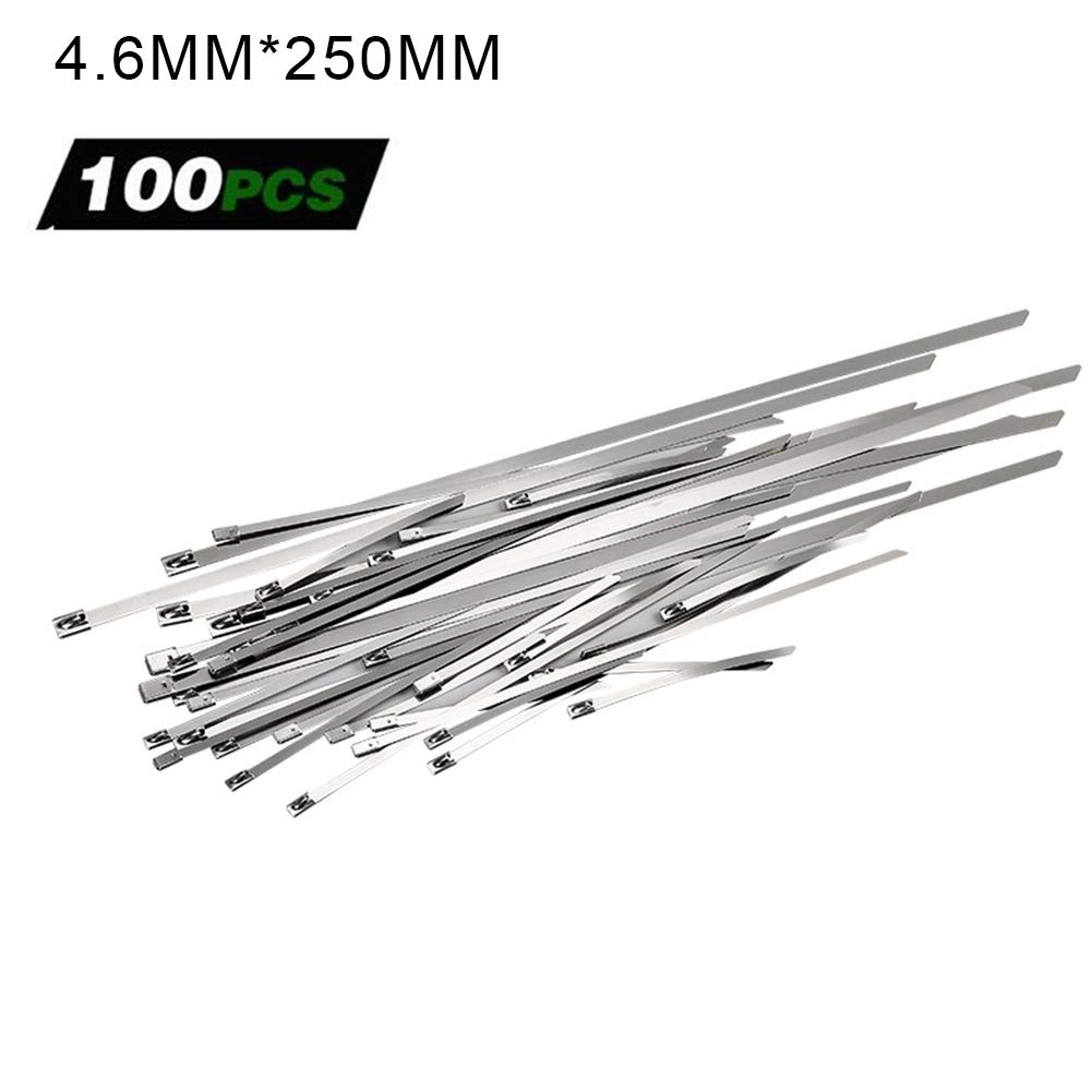 Bridas for Cables, Bridas con Cierre de Cremallera, 100 Unidades, Bridas metálicas con Cierre de Cremallera Multiusos, Bridas de Acero Inoxidable con Cierre automático(4.6mmx250mm)