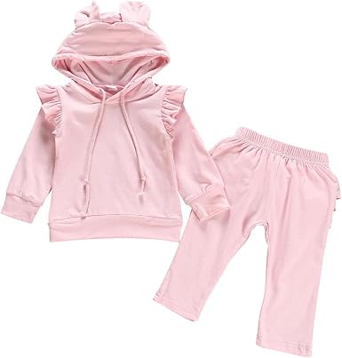 Amazon.com: Ropa para bebé recién nacido, ropa de chándal de color sólido,  manga larga voladora, sudadera con capucha, pantalones largos, 2 piezas :  Ropa, Zapatos y Joyería