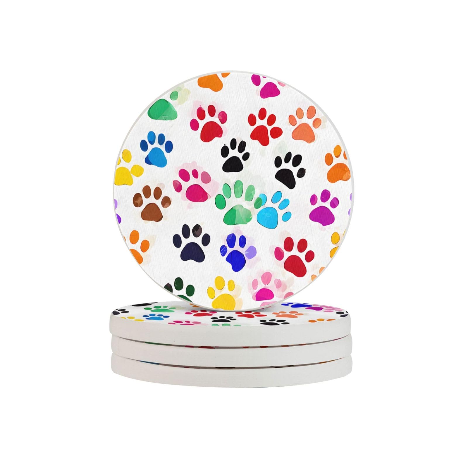 Dessous de verre imprimé chien lot de 4 en terre de diatomite pour cadeau de table