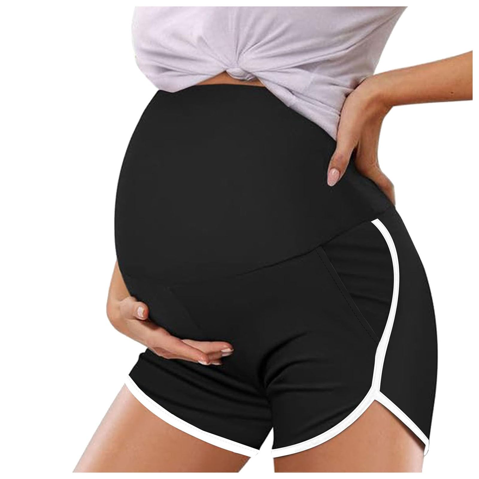 Generisch 2025 - Short de grossesse au-dessus du ventre avec poches - Short de grossesse avant pendant la grossesse - Short d'été court pour femme