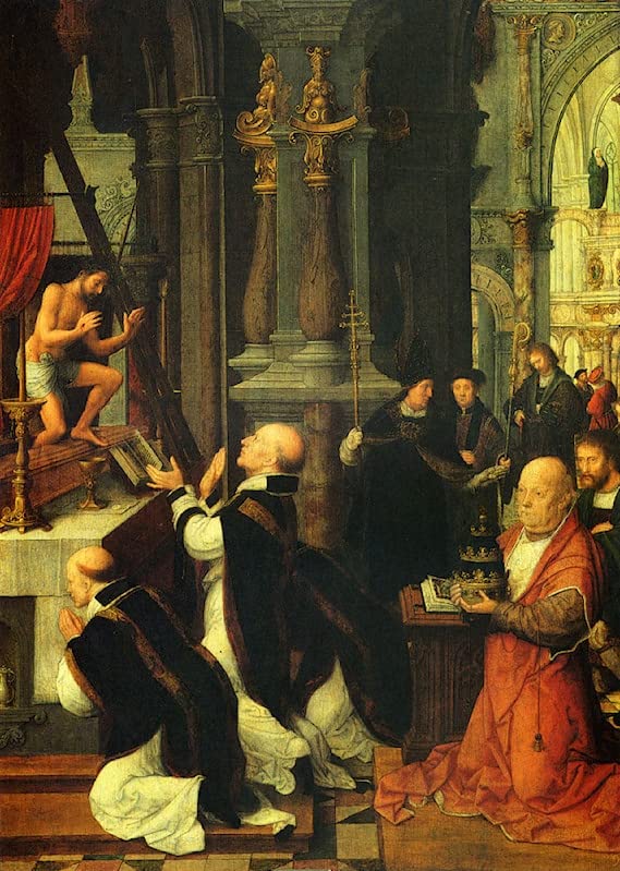 Tableau la messe de saint Grégoire Adriaen Isenbrandt pour chambre 60x90cm