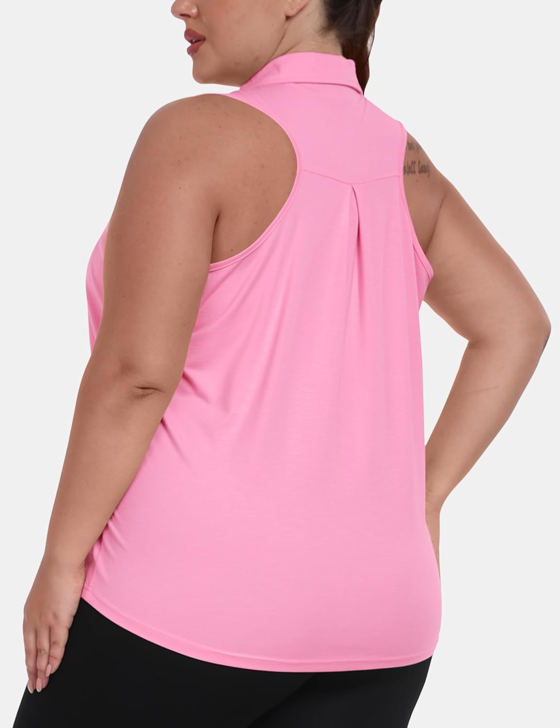 MoFiz Plus Size Sleeveless Tops for Women Stretchy Tennis Pickleball Golf Top Dry Fit Active Racerback Workout Tops Pink 3XL - Image 3