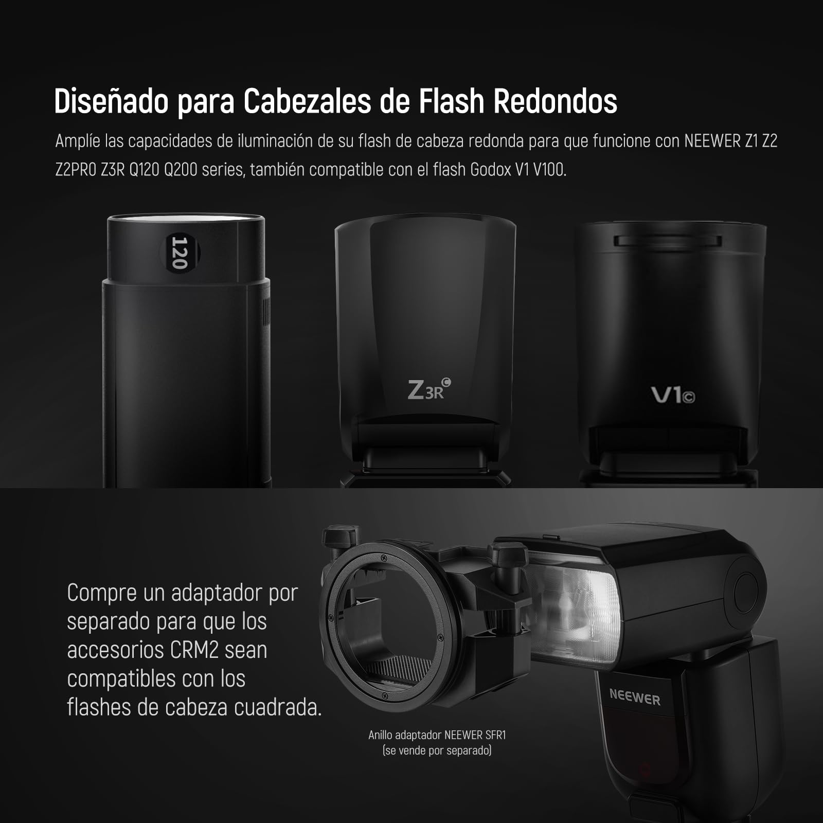 NEEWER CRM2 Kit de Accesorios Magnéticos para Flash de Cabeza Redonda Z1-C Z1-N Z1-S Z2-C Z2-N Z2-S Compatible con Godox V1 Speedlites, Incluye 14 pcs Adaptador Modificador de Control de Luz de Flash