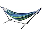 LIVINGbasics 9Ft Double hamac avec support en acier de barre d'écartement pour Travel Beach Yard Camping extérieur (Hammock avec support)