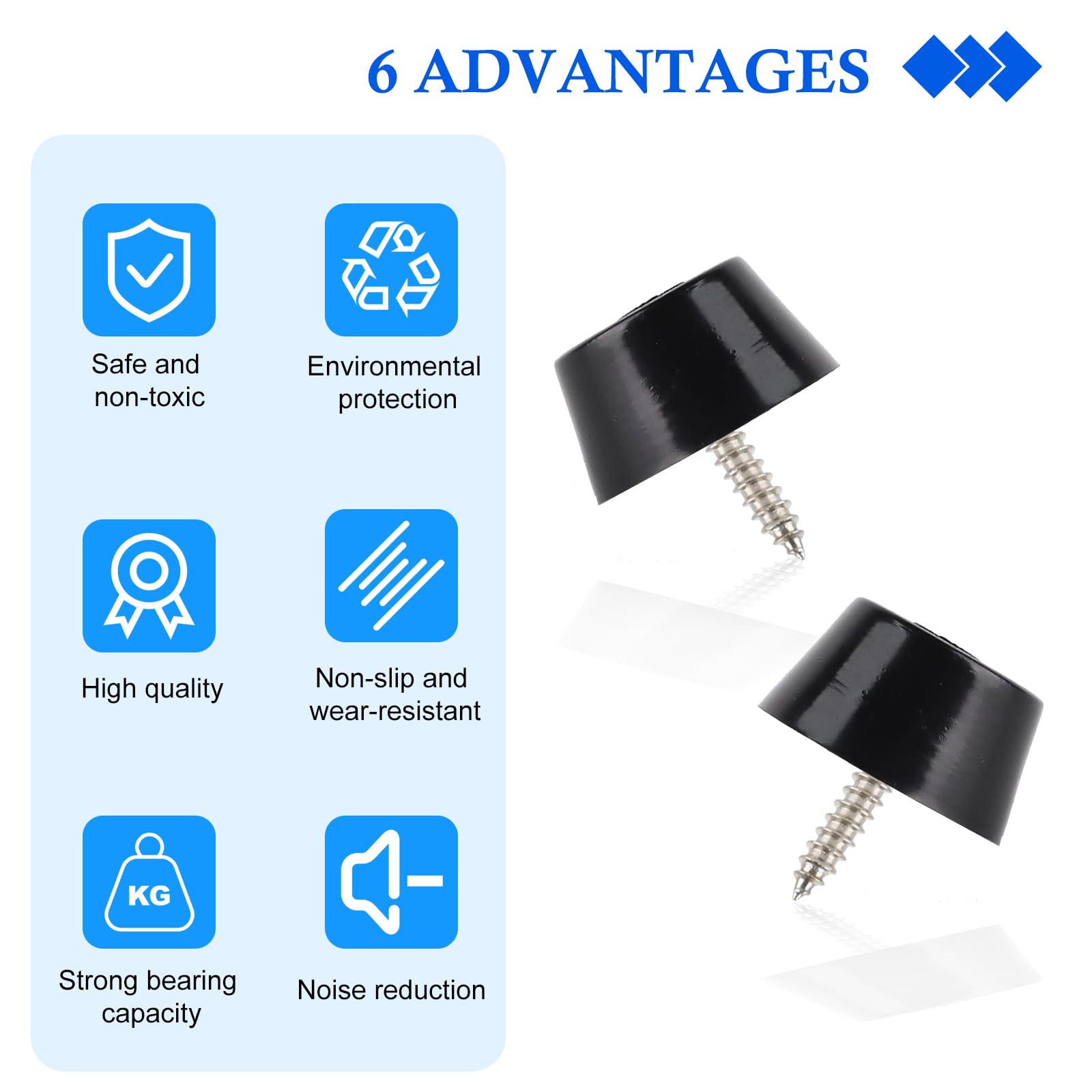 ZDNT 30Pcs Round Black Rubber Feet with Stainless Steel Screws,Rubber Cutting Board Feet,Non Slip Furniture Feet Pads for Furniture Tables Chairs Chopping Boards (30 * 22 * 15mm) - Image 4