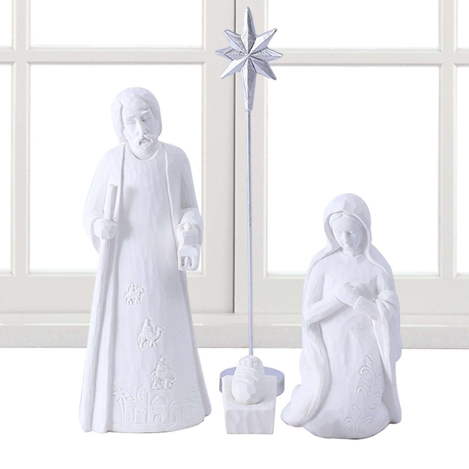 Set Presepe Natalizio 8 Statuine In Resina – Scena Natività Con Gesù, Maria, Giuseppe – Decorazione Casa, Regalo Religioso