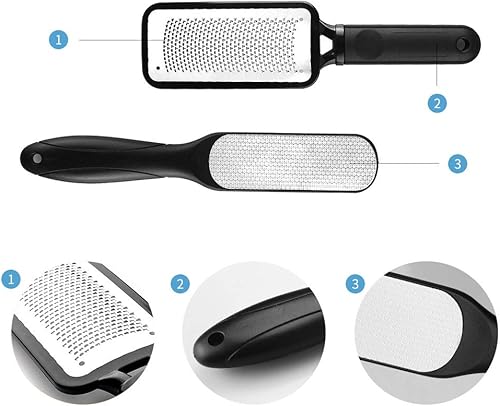 Vista 2 de Fu Store Paquete de 2 limas de pies, removedor de callos de acero inoxidable y limas de pies de doble cara, herramientas profesionales de pedicura