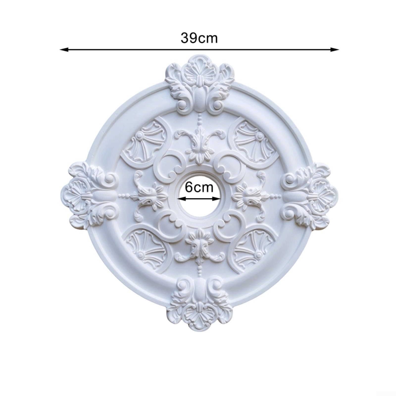 Stuckrosette Decke,Deckenrosette Weiß,Home Runde PU Dekorative Deckenventilator Lampenabdeckung Deckenform Dekoration