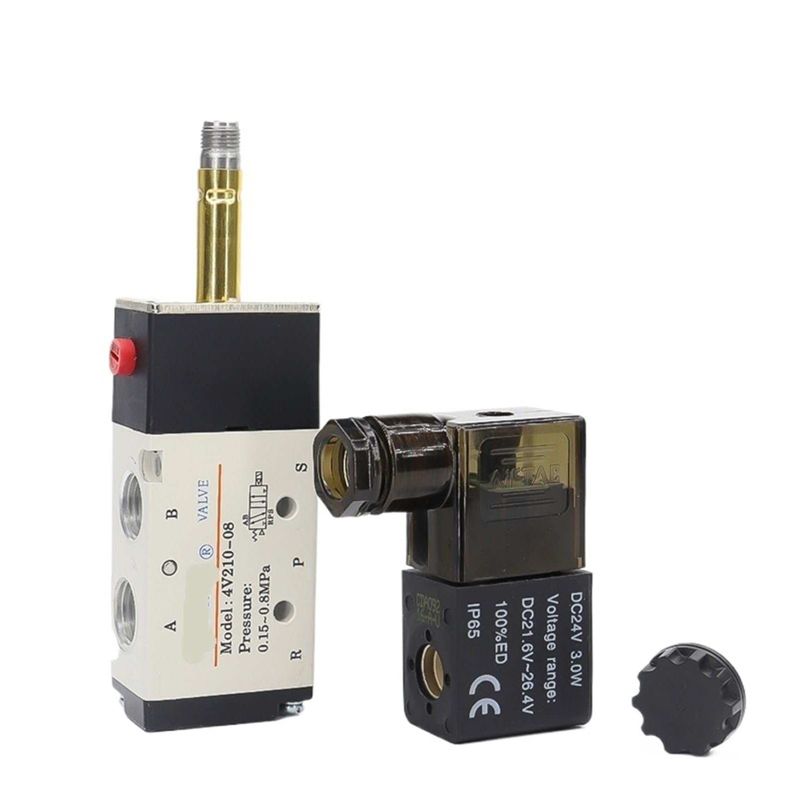 Électrovanne 4v210-08 DC 12V avec raccord PC6mm pour contrôle pneumatique