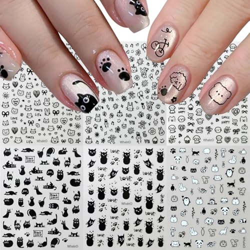 WhaleO 6 hojas de pegatinas para uñas, pegatinas para uñas, juego de pegatinas para uñas, pegatinas para uñas, tatuajes de uñas, pegatinas para uñas, diseño de uñas, decoración de uñas, animales