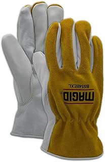 MAGID RoadMaster Grain Cowhide Leather Drivers Glove with Suede Split Leather Back - 11/2XL (1 PR)
