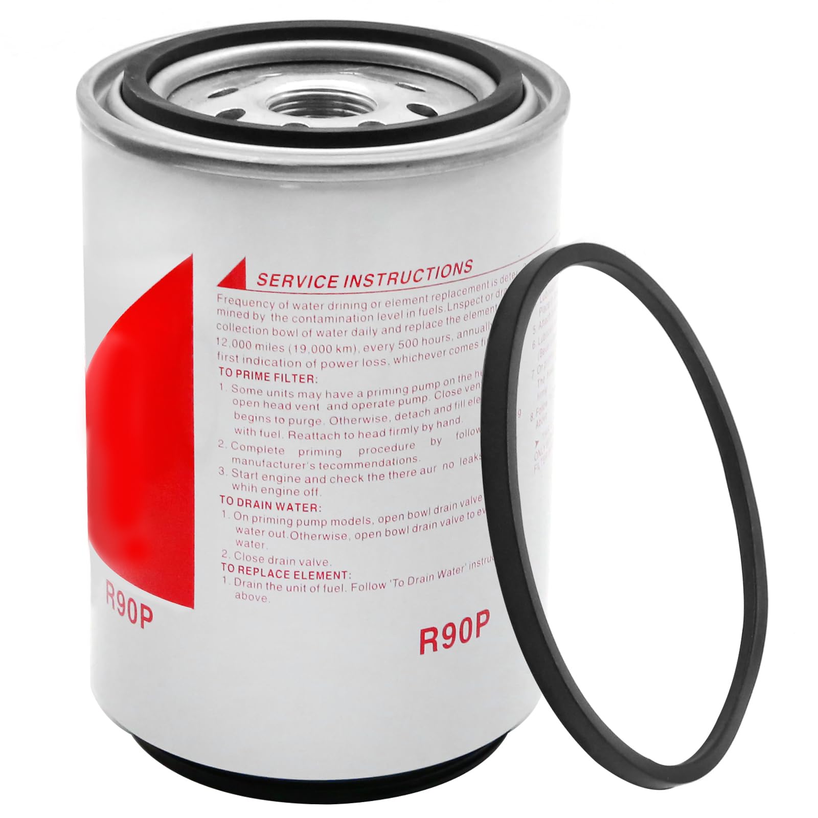 Zreneyfex R90P Fuel Water Separator Filter, Replacement for 790R, 690R, 490R, RC390 Series 30 Micron Diesel Engine, Replaces FS19521 8159975 BF1360