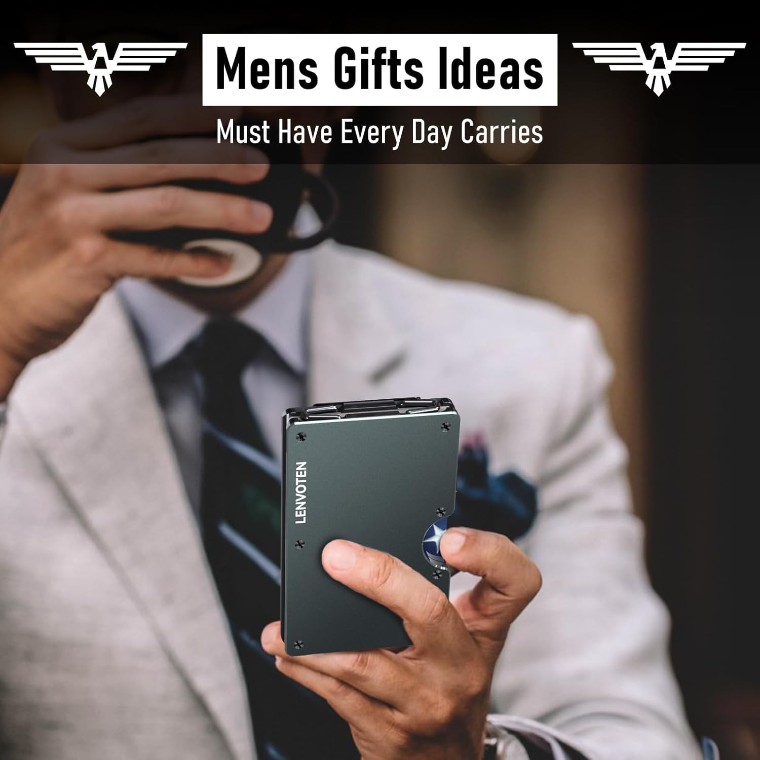 Upgraded Hinged Minimalist Wallet for Men | Slim Metal RFID Blocking Wallet | Credit Card Holder & Money Clip Holds 20 Cards | Premium Scratch-Resistant Finish | Ideal Gift for Men - Image 6