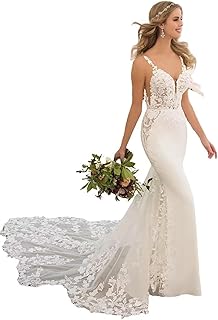 Beach Wedding Dresses for Bride Lace Appliques Tulle Luxury Bride Dress Backless LW01