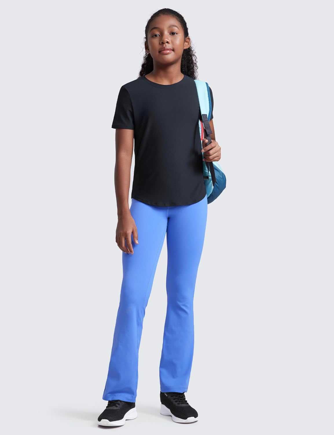 CRZ YOGA Girls Cloudweight Short Sleeve Athletic T Shirts - Active Sports Casual Tees Crew Neck Side Slit Kids Teen