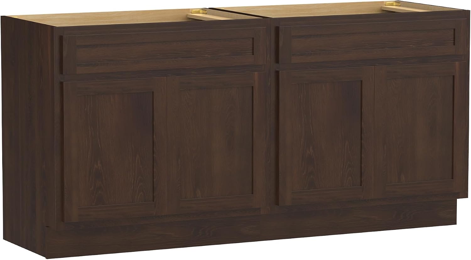 Vanity Art 78 Inch Bathroom Base Cabinet Only, Double Sink Top (Not Include Sink) with Door & Soft Close Hinge, Unassembled Floor Cabinet, Brown, 2ea 39 Inch Combo